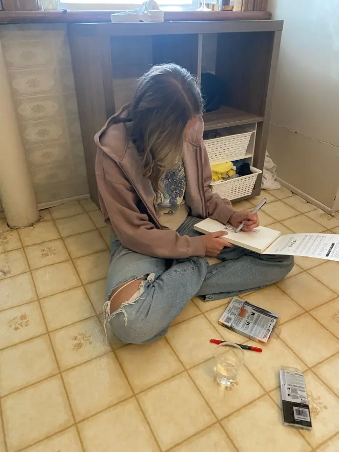 An artist's studio can be wherever the inspiration strikes, including the bathroom floor while your friends are getting ready for prom.